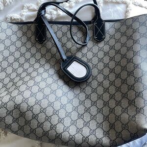 Gucci Black and Gray Monogram Tote